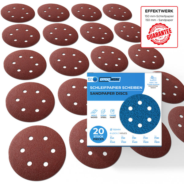 Schleifpapier 150mm Klett - 20 Stück