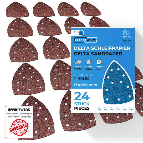 Deltaschleifer Schleifpapier 105mm x 152mm -  11 Loch - 24 Stück