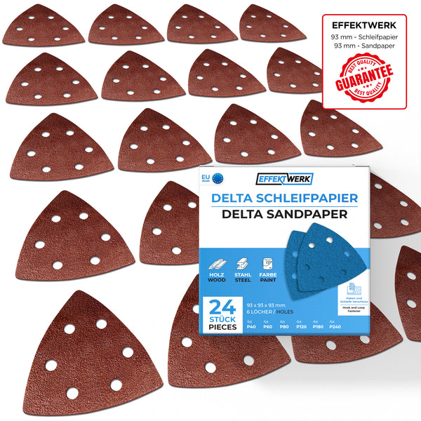 Deltaschleifer Schleifpapier 93x93x93mm - 6 Loch - 24 Stück