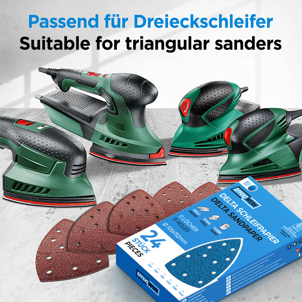 Deltaschleifer Schleifpapier 105mm x 152mm -  11 Loch - 24 Stück