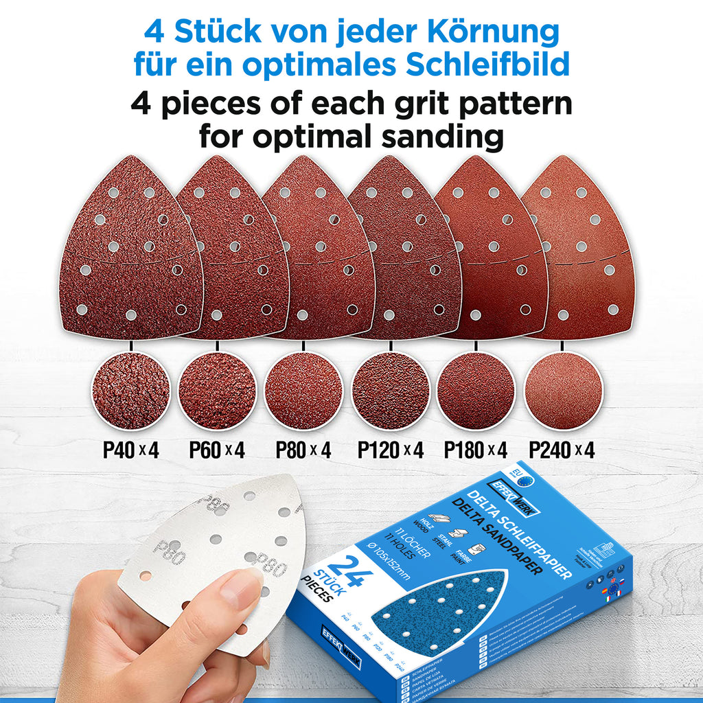 Deltaschleifer Schleifpapier 105mm x 152mm -  11 Loch - 24 Stück