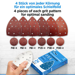 Deltaschleifer Schleifpapier 105mm x 152mm -  11 Loch - 24 Stück