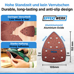 Deltaschleifer Schleifpapier 105mm x 152mm -  11 Loch - 24 Stück