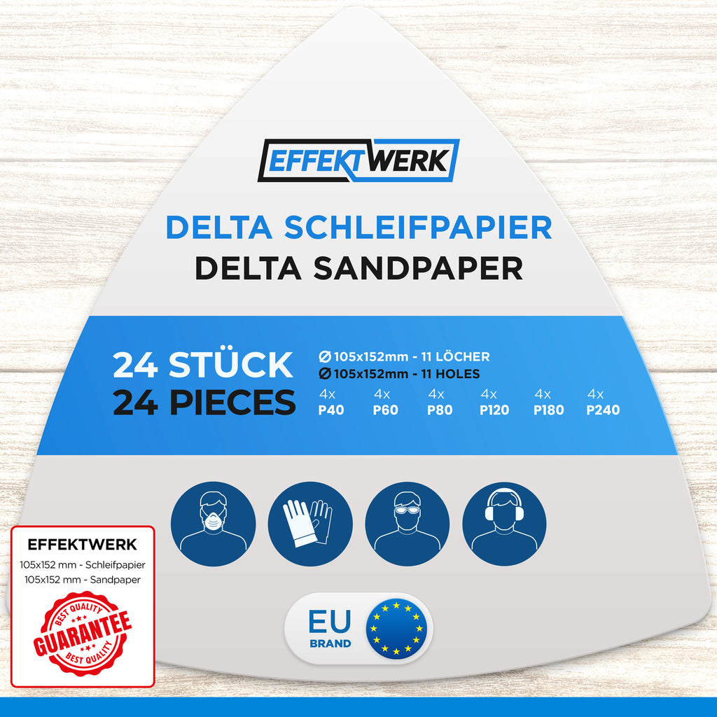 Deltaschleifer Schleifpapier 105mm x 152mm -  11 Loch - 24 Stück