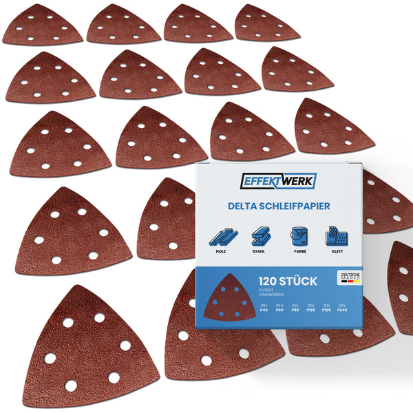 Deltaschleifer Schleifpapier 93x93x93mm - 6 Loch - 120 Stück