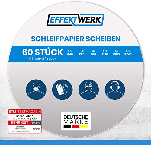 BOHRFUX - 25 Stück KLETT Korn P40 Schleifscheiben 125mm mit 8 Loch Schleifpapier Langhalsschleifer Exzenter BOHRFUX - 25 Stück KLETT Korn P40 Schleifscheiben 125mm mit 8 Loch Schleifpapier Langhalsschleifer Exzenter