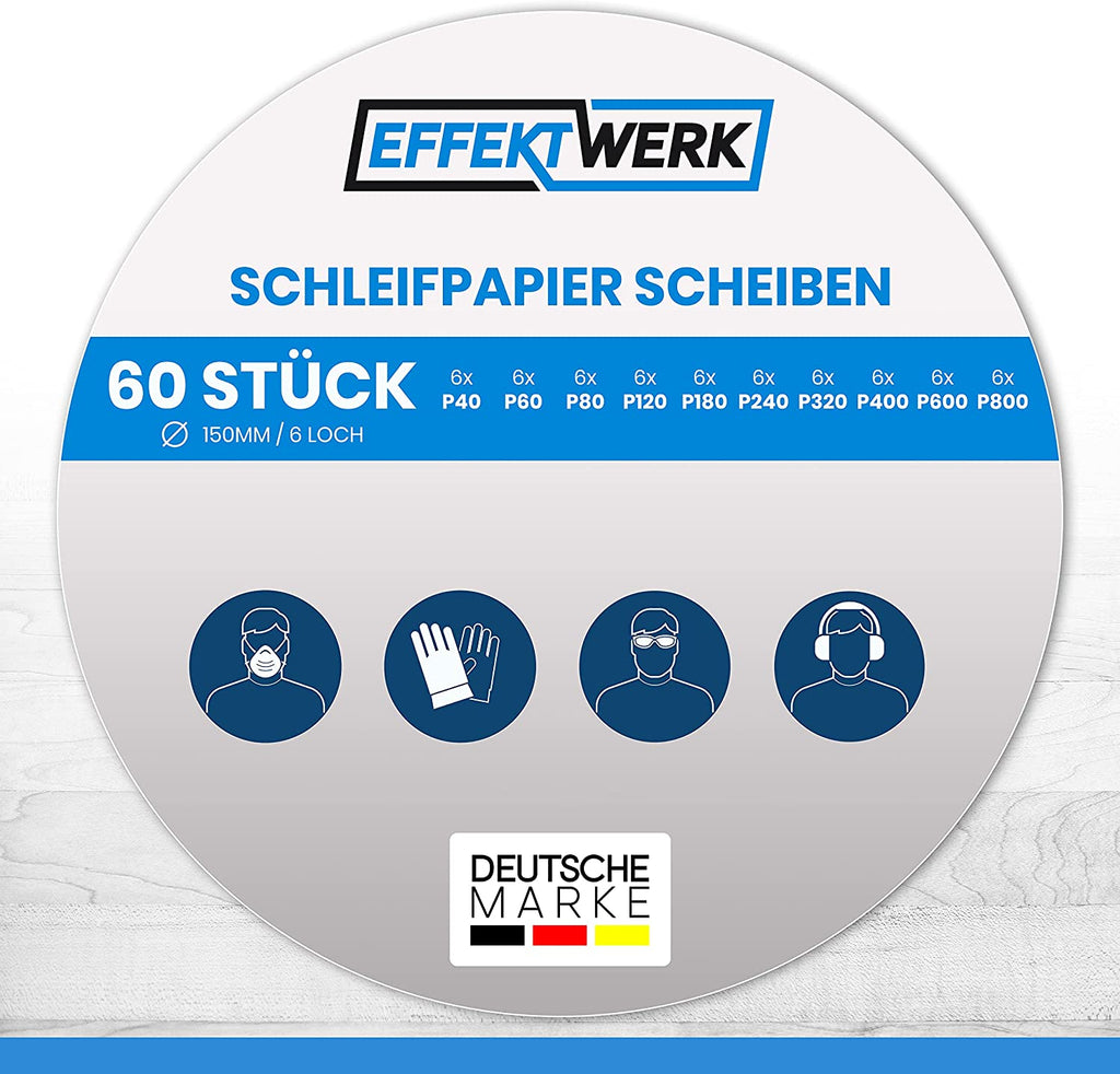 Schleifpapier 150mm Klett - 60 Stück