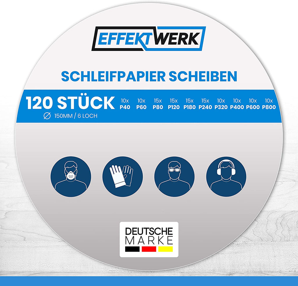 Schleifpapier 150mm Klett - 120 Stück