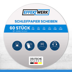 Schleifpapier 225mm Klett - 60 Stück