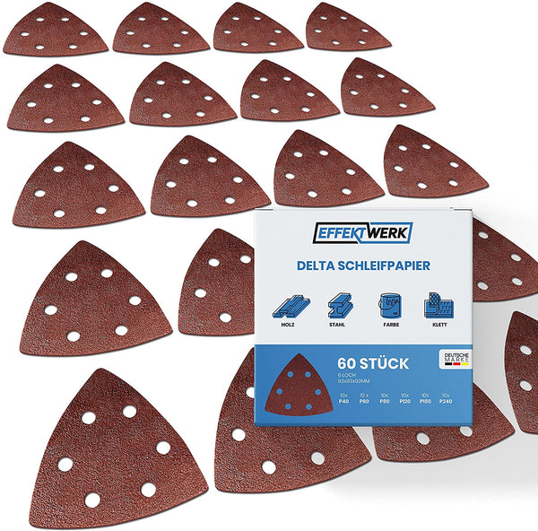 Deltaschleifer Schleifpapier 93x93x93mm - 6 Loch - 60 Stück