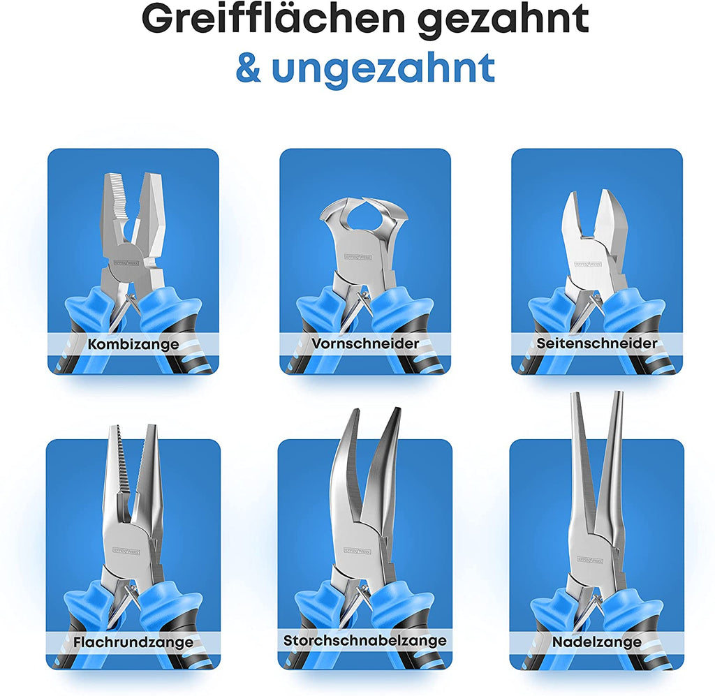 AB Tools Mini Zangen-Cutter-Set (5 Stück) – Aufbewahrungstasche, Lange Spitze Endzangen, TE252 Mini Zangen Set AB Tools TE252